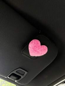 PU Glasses Clip For Car Sun Visor, Creative Cute Plush Heart-Shaped Car Glasses Storage Clip, Car Interior Ticket And Card Holder - Love Donation - View 9