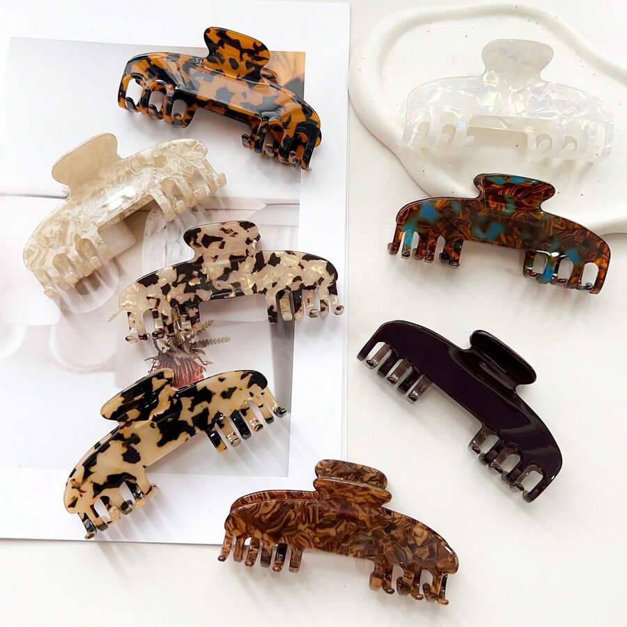 1pc/4pcs New Design Anti-Slip Acetate Hair Claw Clip Durable Strong Hair Claw Baseball Cap Compatible Hair Accessory