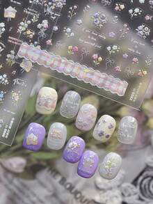 1pc Shell Glowing Acrylic Nail Stickers - Popular Inspired Minimalist Nail Stickers For Early Spring - Hesperite Sticker Materials For Accessories - Multicolor - View 4