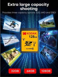 Kartu Memori SDXC Kodak 64GB 128GB 256GB Kelas 10 V30 Kartu SD Kecepatan Tinggi untuk Kamera DSLR Mirrorless Digital, Drone, Camcorder, Dash Cam, dan Video 4K - View 4