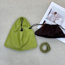 Bolso triangular de cuero genuino de vaca curtido vegetalmente, modelo 2024, bolso de mano, bolso de hombro, bolso cruzado para mujer. - Kiwi Verde Mini - Ver 3