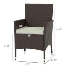 Outsunny 2 PCS Rattan Wicker Dining Chairs With Cushions And Anti-Slip Foot, Patio Stackable Chairs Set For Backyard, Garden, Lawn, Dark Coffee-XY939620 - 01-0594 - View 3