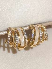 1 par de elegantes pendientes de aro de circonita cúbica, diseñados para mujeres, adecuados para bodas, compromisos, fiestas de aniversario, regalo del Día de San Valentín - 1# - Ver 3