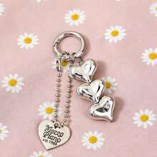 1pc Card Holder With Keychain - Cute And Practical Plastic Design, Suitable For Storing ID Cards, Credit Cards And Keys - Black And White Heart Pendant, Durable And Fashionable Women's Accessory - Heart-shaped Pendant + Spring + Card Holder - View 4