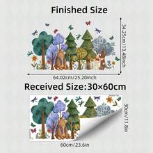 Cartoon Animal Forest Static Window Clings, Double-Sided Visible & Reusable, For Home, Kids Room & Kindergarten Decor - Multicolor - View 11
