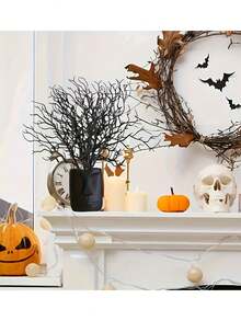 30/10pcs Black Halloween Branches Decor, Artificial Twisted Twig Stems, Artificial Curly Branches For Vase Arrangement, Gothic Style Halloween Tree Branch Sprays, Halloween Party Table Centerpiece Decoration Berry Sprays - Multiple Styles - View 9