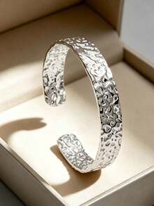 1 Buah Gelang Bangle Bertekstur Terbuka Stainless Steel Warna Emas Vintage yang Dapat Diatur untuk Wanita, Perhiasan Desain Personal yang Tidak Pudar, Cocok untuk Pesta dan Pemakaian Sehari-hari - SZ077 - View 2