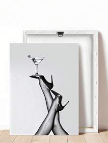 1pc Abstract Fashion Print, Black And White Portrait Sketch Poster, Martini & Heels Print, Ideal Gift,Suitable For Bedroom,Living Room,Kitchen,Wall Arts,Wall Decor,Home Decor,Room Decor,Canvas Wall Art,Posters, Wall Art With Frame, Optional Frame - 1PCS - View 15