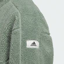 Jaket Wol Domba Kasual Sporty Warna Polos Nyaman dan Lembut adidas Lounge, Unisex, Hijau Abu-abu Perak - Hijau abu-abu keperakan - View 4