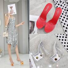 Floral-Filled Platform Sandals - Chic Transparent High-Heel Mules Available In Vibrant Multi-Colors For Summer Vacation & Kawaii Style - Red - View 7