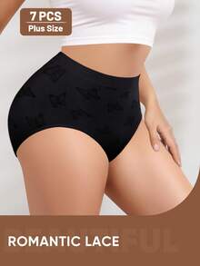 7pcs Plus Size Mid-Waist Printed Women's Triangle Panties, Sexy Triangle Briefs, Soft And Breathable - Multicolor - View 4