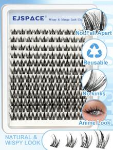 120 PCS Bulu Mata Alami Gugusan Wispy Manga, Ekstensi Bulu Mata D Curl, Bulu Mata Individual 8-18 Mm, Panjang Campuran, Gugusan Bulu Mata Tampilan Alami dengan Pita Bulu Mata Tipis Transparan - D - View 2