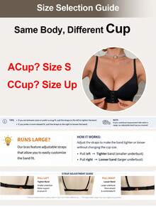 Women's Multi-Way Low Back Front Closure Wireless Bra, Convertible Strap Comfortable Lingerie, Suitable For Low Back/Backless Outfits - Black - View 8