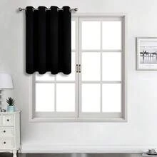 1 pieza/2 piezas Cortinas de unicolor/Cortinas de tela premium con triple tejido aislante y opacas/Cortinas con el mismo color por delante y por detrás/Cortinas con ojales superiores/Cortinas opacas y aislantes para sala de estar y dormitorio/Cortinas de decoración del hogar/Cortinas negras - Negro - Ver 30