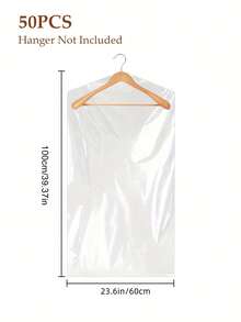 50pcs Dry Cleaning Plastic Transparent Bags, Clear Clothing Dust Covers, Hanging Plastic Garment Bags, Clothes Storage Bags - Clear - View 23