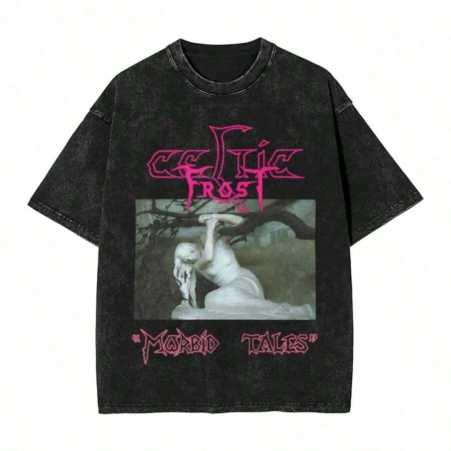 Bring Me The Horizons T-Shirt, Rock Music, Harajuku, Short Sleeve, Streetwear, Summer, Men Women, Washed T-Shirts - 淡紫色 - 查看 1