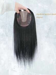5x6 Inch Lace Base Human Hair Piece, Women's Hand-Knotted Breathable Hair Patch, Natural Hairline, Soft And Breathable, Volume Boost, Gray Coverage, Clip-In Hair Extension For Hair Loss - Natural Black - View 5