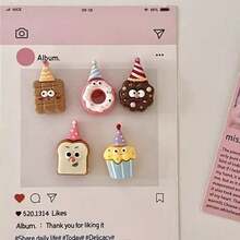 5/10/15pcs Cute Party Dessert Fridge Magnets, Resin Donuts, Toast, Cupcakes, Fridge Stickers, Decorative Magnets For Refrigerator And Kitchen, Best Gift For Christmas And Holiday Parties - Multicolor - View 3