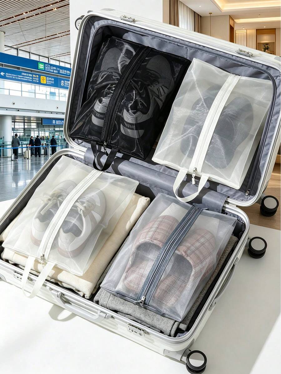 大容量手提式網格度假鞋收納袋 旅行收納袋 輕量透氣 尼龍鞋袋 適用旅行、海灘、健身房 - 彩色 - 查看 1