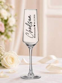 1 pièce Flûte à champagne personnalisée - Verre durable, nom personnalisable avec boîte en papier, verre à vin de mariage gravé, cadeau de demoiselle d'honneur, anniversaire de mariage, cadeau romantique pour couples, cadeau de la Saint-Valentin, cadeau de baptême, cadeau de fiançailles, cadeau attentionné - 3 verres à vin - Voir 23