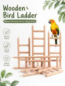 Tangga Panjat Burung Beo dari Kayu Alami, Berbagai Ukuran, Gaya Mori Sederhana, Mudah Dipasang, dan Tahan Lama, untuk Latihan, Mengasah Cakar, Perlengkapan Pelatihan Pengayaan Interaktif untuk Sangkar Burung Beo Ukuran Kecil hingga Sedang - Lift lurus klasik - View 1