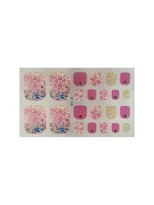 1sheet Full-Coverage Toenail Stickers-A Must-Have For Summer Beach Vacations. Featuring A Pink Gradient And Decorative Wave And Starfish Patterns, These Stickers Are Perfect For All Kinds Of Beach Getaways And Everyday Occasions. - Pink - View 7