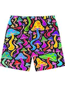 Short de Bain Homme 3D Colorful Psychedelic Mushrooms Pattern Confortable Respirant Été Plage Look Attrayant Idéal pour Vacances - Multicolore - Voir 5