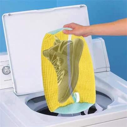 1pc 360° Durable Shoe Laundry Bag, Quiet Anti-Deformation Laundry Bag Designed For Washing Machine, Reusable Laundry Bag, Soft Cleaning Tool, Suitable For Sneakers, Canvas Shoes, Men's Shoes, Women's Shoes, Etc., Bathroom Accessory