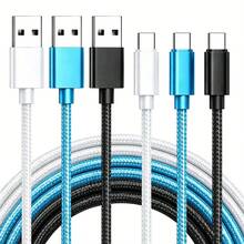 3pcs USB-A To Type-C Fast Charging Cable, Suitable For Android Phones, 1m/2m/3m Length, Durable Braided Phone Charging Cable, Compatible With Samsung, And Other Android Phones And Devices, Suitable For Office Desk Accessories/Travel/Indoor/Outdoor/Car Accessories - View 8