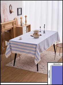1pc Striped Lace Tablecloth, American Country Style Simple Decorative Dining Table Cloth, Rectangular Coffee Table TV Cabinet Entryway Multi-Functional Cover, Suitable For Holiday Gathering Birthday Party Wedding Dinner Table Decoration Room Decor Office Desk Coffee Table Mat Outdoor Picnic Mat Home Decor Room Decor All Seasons - Blue - View 20