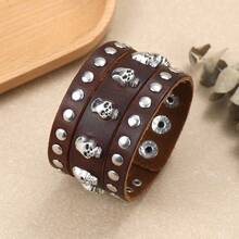 Brown Leather Bracelets Men's Leather Cuff Bracelet Adjustable Wristband Bracelet Jewelry Gift - Leather Bracelet - View 5