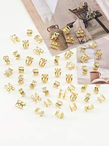 50pcs Hair Rings Collection(Shaped- Wave & Leaf )- Multi-Design Adjustable Hair Cuffs, Boho Hair Jewelry For Girl's Braids(Daily Life) - Gold - View 4