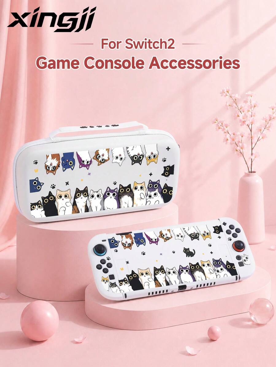 New Switch 2 (2025) Game Console Protective Case, 1pc Playful Peeking Cat Pattern, Compatible With Switch NS/Switch OLED Game Console Protective Case, New 2nd Generation, TPU Soft Shell, Universal Protective Cover, Switch Controller Protective Case, Switch Game Accessories, Universal Storage Bag, Shockproof, Anti-Slip, Scratch-Resistant, Beautiful, Best Choice For Family And Friends - View 1