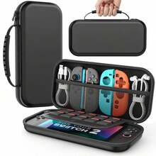 Switch 2 Carrying Case, Hard Shell Travel Case Compatible With Switch 2/Switch OLED/Switch/Switch Lite, With Multiple Storage Pockets For Console Accessories And Games, Lightweight And Compact, Includes 10 Game Card Slots - View 2