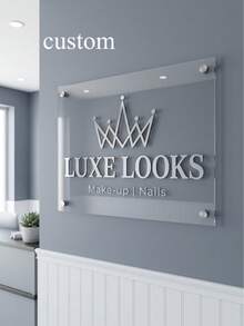 1pc Customized Business Logo Sign, 3D Acrylic Wall Logo, Suitable For Small Business, Home Office, Beauty Salon, Nail Studio Personalized Brand Logo Sign, Boutique, Shop Salon Sign - Multicolor - View 2