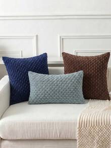 1pc/2pcs Bohemian Striped Throw Pillow Cover (Pillow Insert Not Included), Soft Plush Corduroy Solid Color Decorative Square Pillow Case, Suitable For Holiday, Sofa, Bedroom, Bed, All Seasons Use. - Royal Blue - View 7