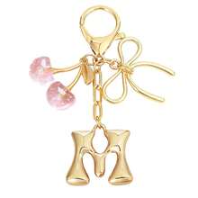 1Pc Initial Keychain, Coquette Cherry Bow Charm Pendant, Y2K Aesthetic Resin Keyring For Backpack Car, Cute Gift For Her Women Girls - Multicolor - View 35