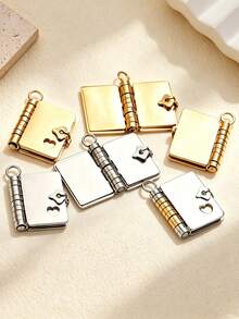 1pc Stainless Steel Girls Love Letter Necklace With Openable Pendant DIY Jewelry Accessory - Blank Book - View 2