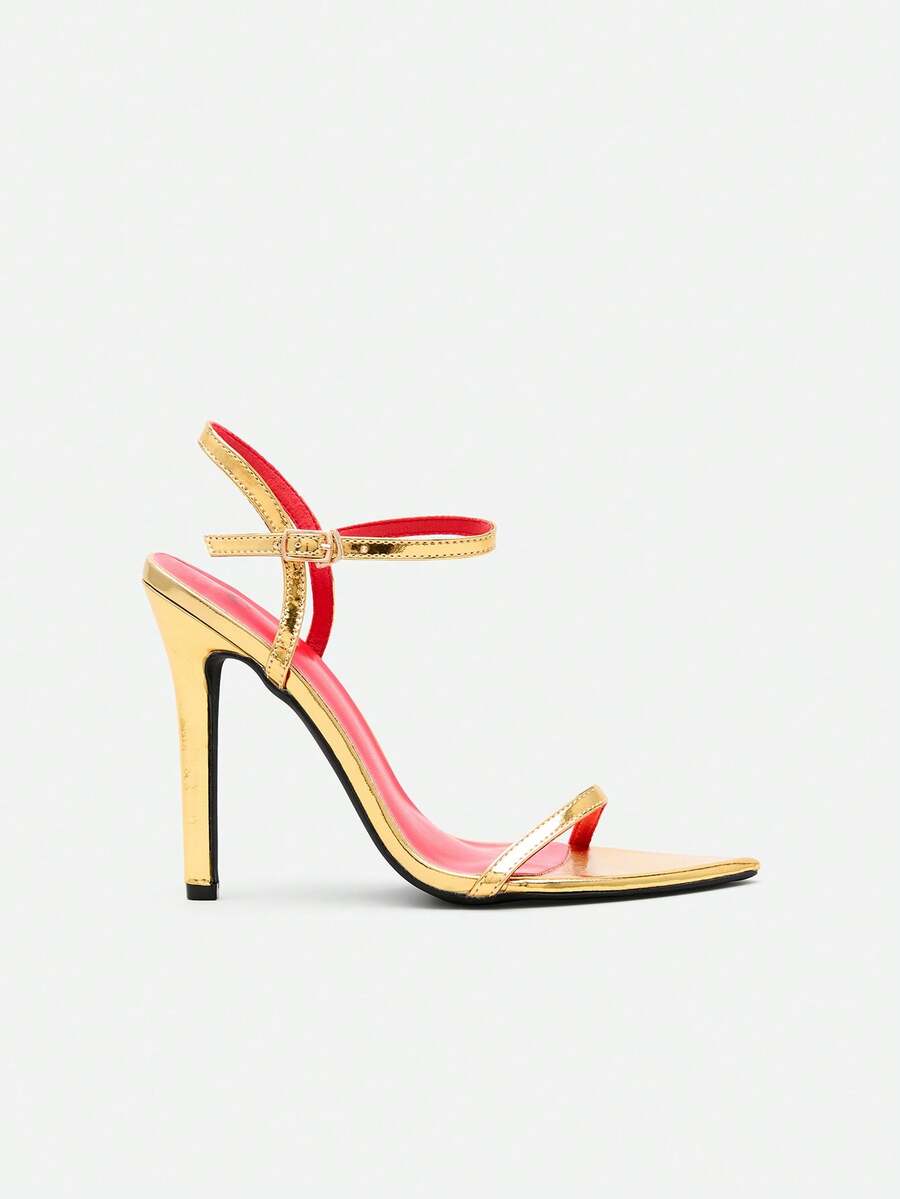 CHICVUE Women's High Heel Shoes, Fashionable And Elegant For Parties, Outdoor Events, And Formal Occasions. Featuring A Pointed Toe, Ankle Strap - Gold - View 1
