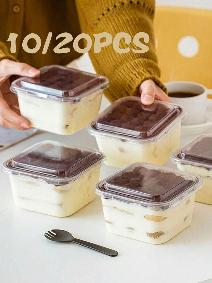 10/20pcs Kotak Kemasan Snack Plastik Transparan dengan Segel Jepit, Tutup Kubah Setengah Bola, Struktur Pas Rapat Anti Jatuh untuk Memanggang Makanan Penutup, Kue Buatan Tangan, Pesta Teh Sore, Hadiah Liburan, Anti Bocor, Gaya Acak, Hadiah Pernikahan - Putih - View 1