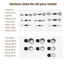 Magnetic Measuring Cups & Spoons Set, 16-Piece Heavy Duty Stainless Steel Measuring Cups & Double-Sided Spoons With Leveler, Nesting Kitchen Measuring Tools Fits In Spice Jars For Cooking & Baking - Silver - View 6