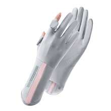 1 Pair Car Accessories Pink/Grey/Beige/Dark Grey Car Gloves, Thin Summer UV Protection Long Riding Universal Fingerless Touchscreen Ice Silk Gloves - A - View 6