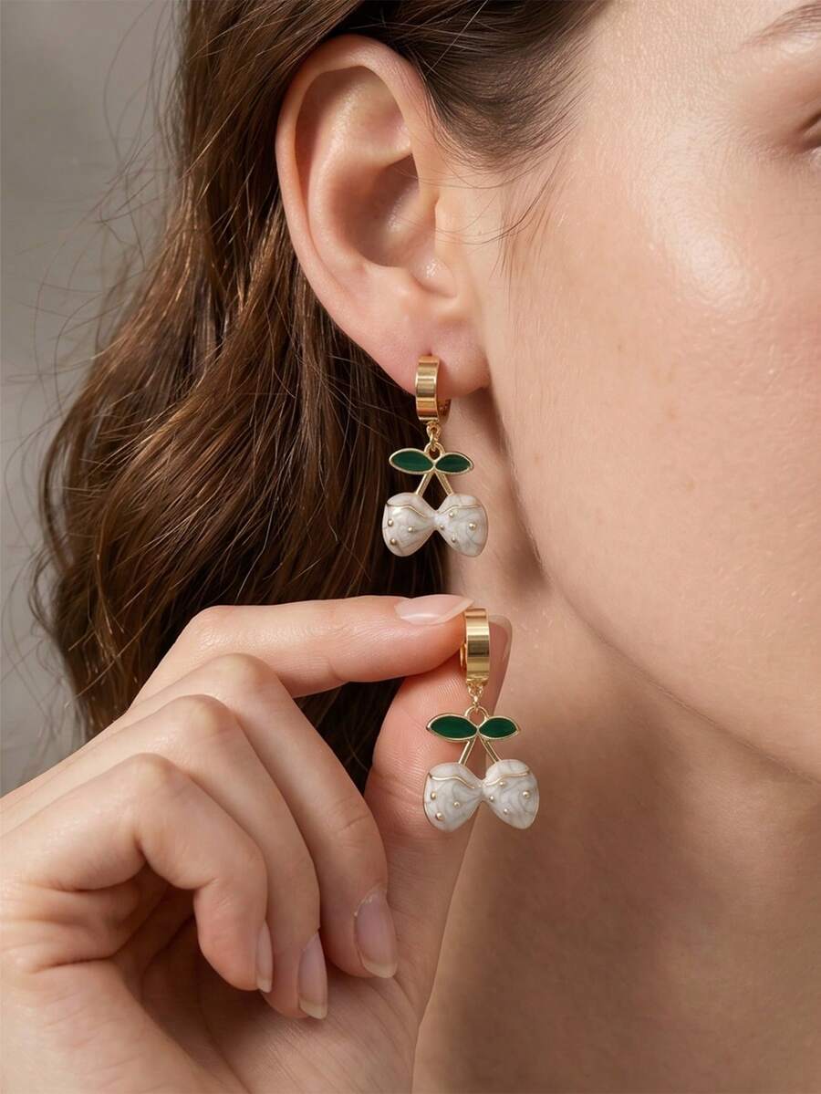 3 Pairs Random Combination Earrings, Including Oval Pendant, Tulip, Cherry Three Styles. Stainless Steel Waterproof Hypoallergenic Fade-Resistant, Suitable For Swimming, Bathing, Exercising. Versatile For White T-Shirt, Dress, Shirt, Spring Jacket, Brighten Daily Outfit. Suitable For Party, Beach Vacation, Wedding And Other Occasions, Also A Surprise Gift For Valentine's Day, Birthday, Mother's Day, Easter. - Multicolor - View 1