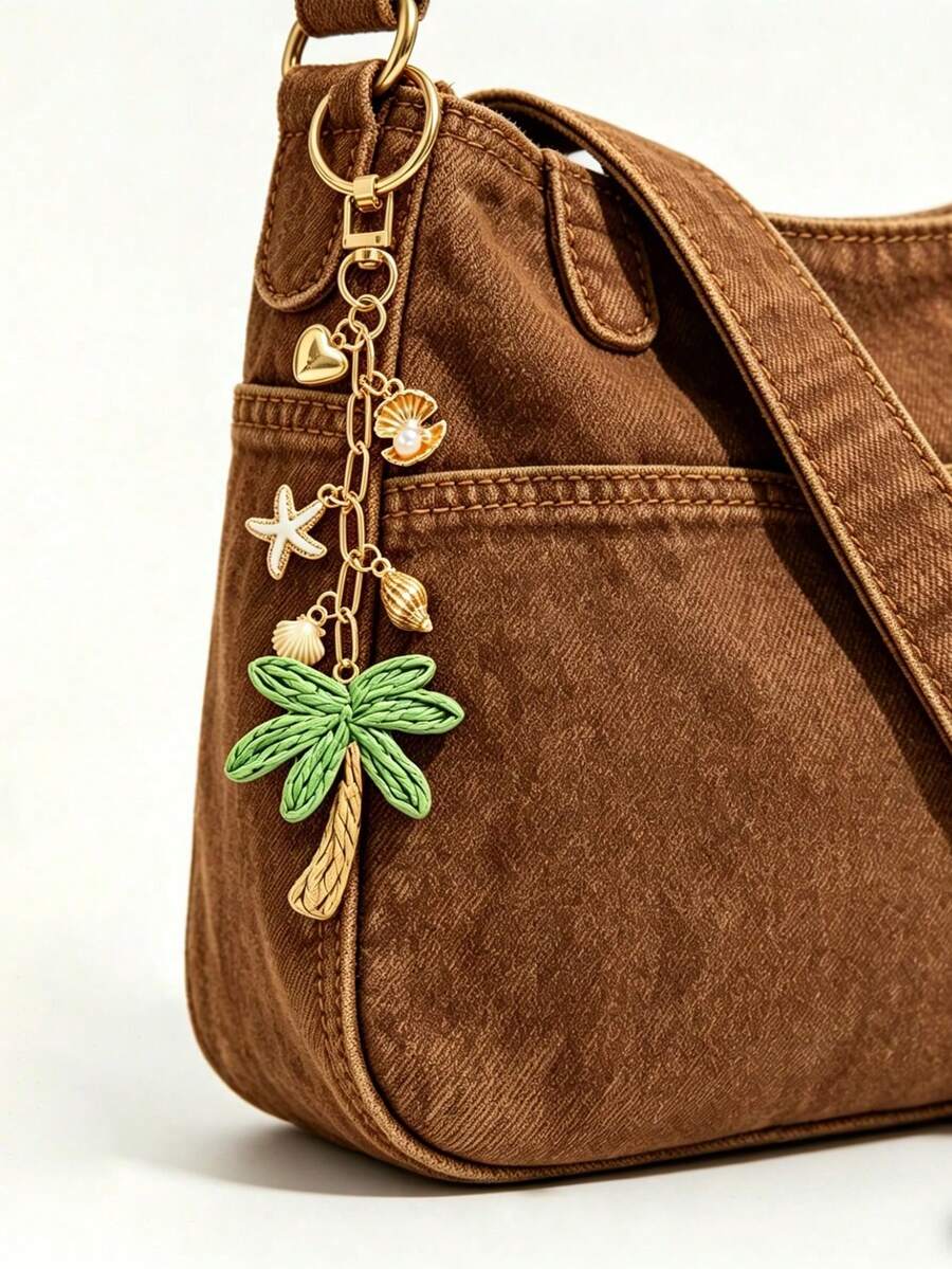 手工編織椰子樹吊飾,含貝殼與海星元素,波希米亞度假風。編織藤條吊飾,合金海洋吊飾,夏威夷風格。 - 彩色 - 查看 1