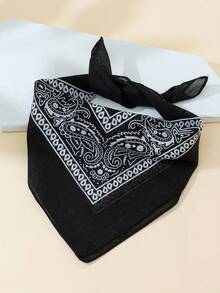 1pc/2pcs/6pcs Cashew Hip Hop Bandana Small Square Scarf - Black - View 6