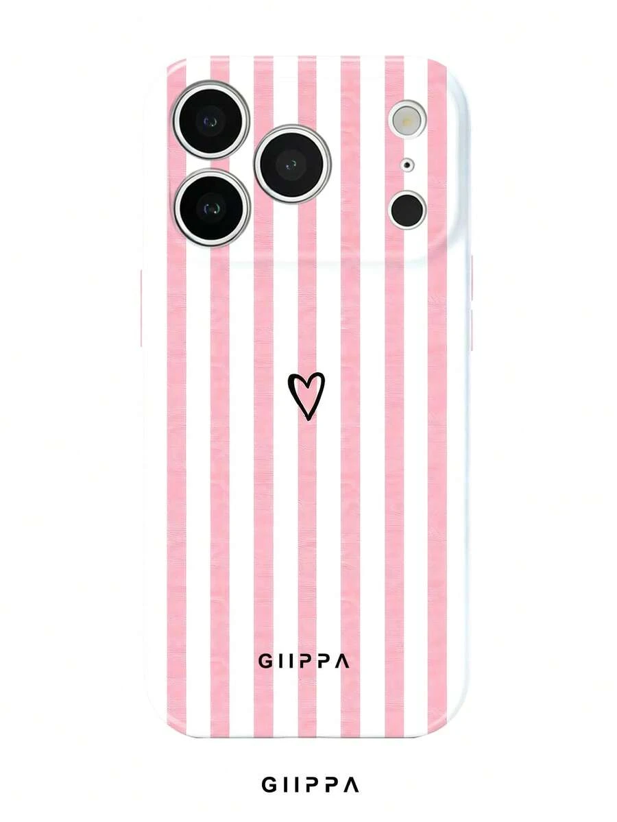 GIIPPA 1 Stück Rosa Vertikale Streifen & Herzmuster Design Handyhülle für Handy 17 Pro Max, kompatibel mit Handy 16 Pro Max, 15 Pro Max, 14 Pro Max, 11/12/13/14/15/16 Pro Max Plus, koreanischer Stil High-End Mode lustiges elegantes Design, Unisex, perfektes Geschenk für Freundin zu Weihnachten, Valentinstag, Ostern, Hochzeitssaison und Geburtstag! - Verschiedenfarbig - Übersicht 1
