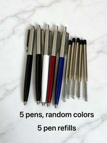 1/6/10 piezas Bolígrafos de metal, color aleatorio, bolígrafos de clic elegantes para negocios con recarga de tinta negra de 1.0mm, adecuados para profesionales de negocios, trabajadores de oficina, maestros, estudiantes y talla grande. También un regalo ideal para vacaciones, cumpleaños, graduaciones, nuevos empleos, agradecimiento corporativo y visitas a clientes. - Bolígrafo de metal - Ver 13