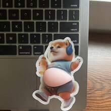 3D Sticker 1片/2片/5片創意炸雞貼紙 柴犬肚肚小狗貼紙 肚肚狗收藏印花貼紙 剪貼簿裝飾 - 淺藍色 - 查看 7