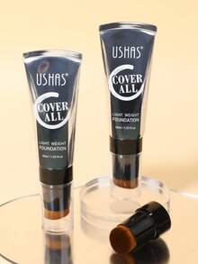 USHAS Corrector de Cobertura Completa, 8 Colores, Ligero e Hidratante, Cobertura Construible, Control de Grasa, Acabado Natural y Duradero, Brocha Integrada - #08 Neutral justo - Ver 6