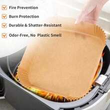 200pcs Disposable Air Fryer Paper Liners Square Non-Stick Baking Sheets With Raised Edge For Oven, Basket, Roasting, Cooking, Easy Cleanup - Chocolate Brown - View 7